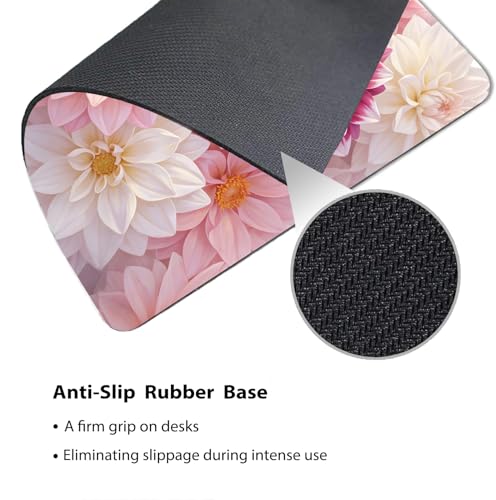 Blush Pink Dahlia Flower Mouse Pad 9.5" x 7.9", Soft Watercolor Floral Cute Desk Mat, Romantic Aesthetic - color: Dahlia Flower