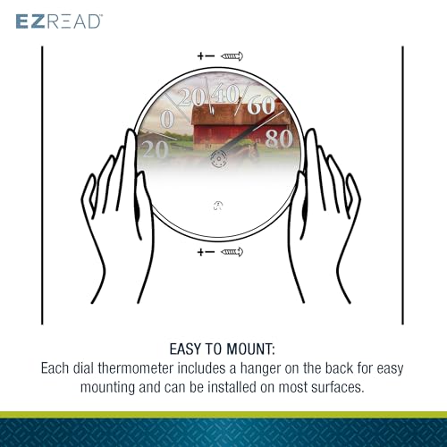 EZREAD Hanging Dial Thermometer - Weather Thermometers for Indoor and Outdoor Use, Large 12.5 Inch Diameter, Easy-to-Read Numbers, Horse and Foal - color: Horse and Foal