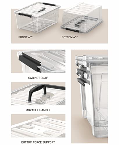 WYT Clear Storage Latch Bins, 6-Pack Storage Organizer Box with Handle and Lids, 5-Litre - color: Clear