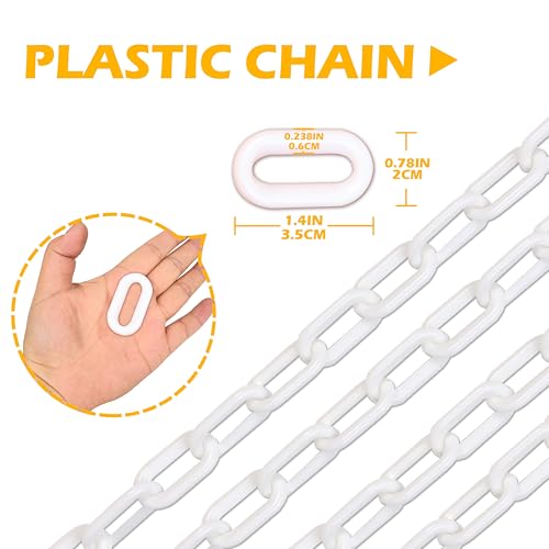 240 Feet Plastic Barrier Chain White,1.5-Inch Link Diameter Safety Barrier Chain，Large Plastic Chain，6MM Plastic Barrier Chain，Plastic Chain Links - color: white, size: 1-1/2 in-240feet