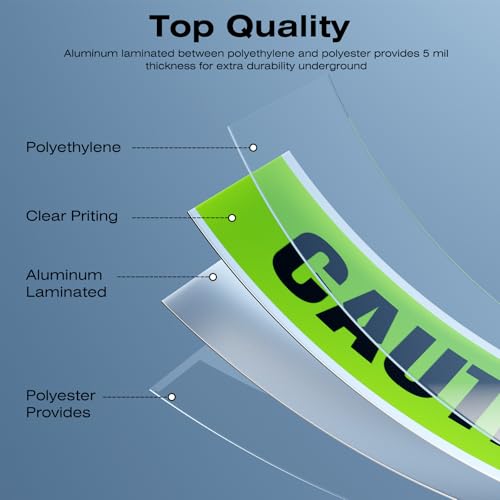 1000 Feet Caution Buried Gas Line Below Green/Black Print Safety Tape with Above-Ground Caution Tag, 2 Inch x Foot 5 Mil, Detectable 2-Inch - style: Caution Buried Gas Line