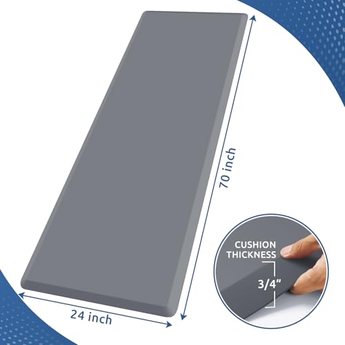 0.8" Thick Kitchen Mat Cushioned Anti Fatigue Rug Comfort Floor Mats | Water-Resistant, Non-Slip, Easy to Clean Comfort Floor Mat for Kitchen, Sink & Office, Multiple Colors & Sizes, 70" x 24" - color: Grey, size: 70"L x 24"W x 0.8"Th