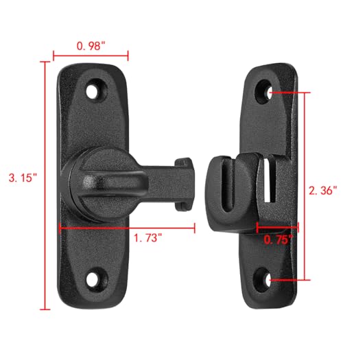 2 Packs Matte Black Barn Door Latches,90/180 Degree Gate Lock_B | Zinc Alloy Right Angle Door Lock Latch,Flip Gate Latches,Sliding Door Latch Lock,for Cabinets,Fence Gates,Pet Cage - color: Matte Black