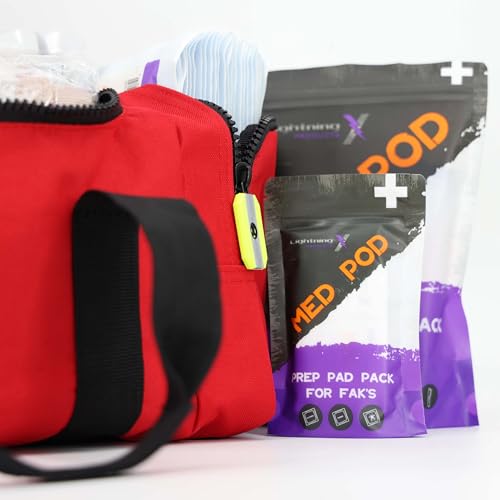 Lightning X Value Compact Medic First Responder EMS/EMT Stocked Trauma Bag w/Basic Fill Kit A - RED - color: Red