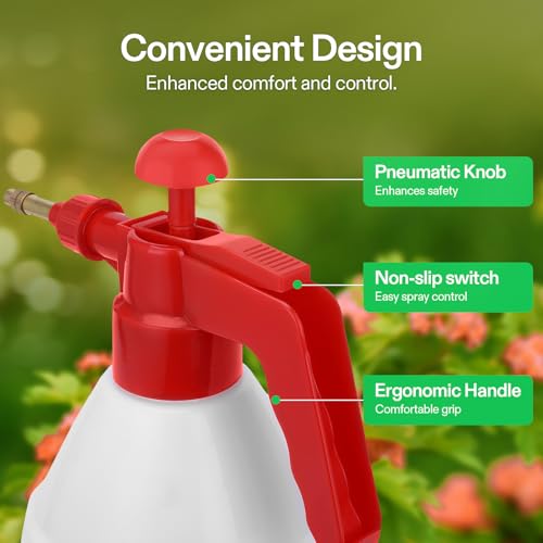 VIVOSUN 50oz Pump Sprayer, Handheld Garden Water Sprayer Bottle (Pack of 2) - color: Red, size: 50oz (Pack of 2)