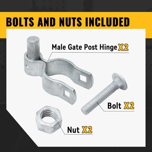 VIVIDA 1-3/8" Chain Link Fence Gate Hinge, Male Gate Post Hinge, 2 PCS | Chain Link Fence Hardware, Galvanized Steel, For 1-3/8" OD Post, Bolts & Nuts Included - size: 1-3/8" (2 PCS)