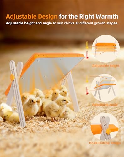 briidea Chicken Coop Heater 80W Brooder Heater with Remote Control & Timer, Adjustable Temperature (80–160°F), 10 Replaceable Cleaning Films Included, Mother Hen Warmth for 15 Chicks 10" x 10" - color: Orange