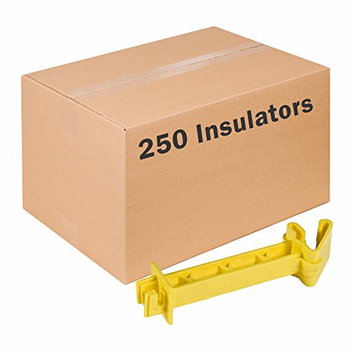 Zareba Screw-On Insulators, 5 in Extenders, 10 Packs of 25 Insulators | Yellow Insulator for 1.25 or 1.33 Studded T-Post, No Hardware Needed, Livestock Cattle Farm Fencing Systems - size: 25count Pack of 10