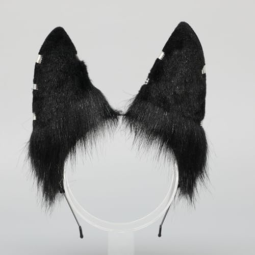 Handmade Wolf Ears Headband Fox Ear Hairband Wolf Cosplay Props - color: Black