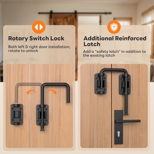 Sliding Door Loop Lock, 2-3/8 Inch Door Latch Lock, Black,4PCS | Patio Sliding Door Latch, 7mm Solid Stainless Steel, Door Lock for Barn, Screen, Fence, Garden, Shed, Multi Angle Fit - color: Black-4PCS