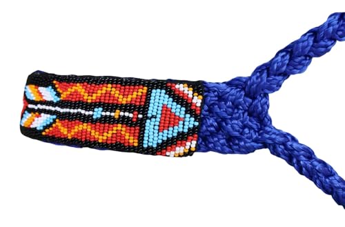 CHALLENGER Horse Nylon Beaded Noseband Braided Black Mule Tape Rope Halter Lead Rope 606200 - color: Blue Beaded