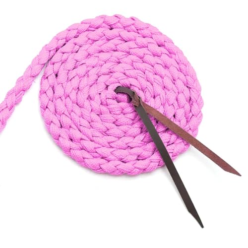 Jeffers Equine Braided Mule Tape Halter with 10' Detachable Lead Rope Set for Horses, 14 to 18 Hands - Stylish Design with Adjustable Poll Strap, Easy to Use Western Tack - Pink - color: Pink