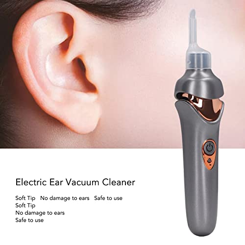 Electric Ear Suction Device, Portable Automatic Electric Vacuum Ear Pick Ear Cleaner Earwax Remover with LED Light for Earwax Removal, Soft Prevent Ear Pick Clean Tools Set (Black) - color: Black