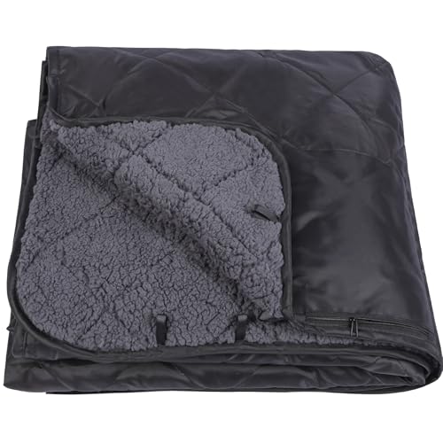REDCAMP Large Outdoor Blanket 79"x79" Sherpa Fleece Lining, Black | Cold Weather Warm Thick Outdoor Blanket Comfy Foldable & Windproof for Camping Stadium,Car,Picnics,Pet,Trip,Machine Washable - color: Black&grey/79"x79"