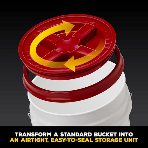 Gamma2 Seal Bucket Lid, Food Grade, 10 In Diameter, Twist Lock, White Color | Fits most 2 gallon buckets, airtight locking mechanism, USA made, keeps contents fresh and dry, simple to close each day - size: 10 In