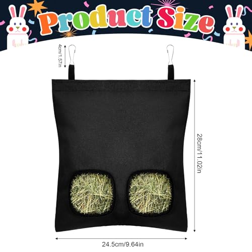 UPINS 2 Pack Guinea Pig Hay Feeder Bag,Bunny Rabbit Cage Bag Hanging Holder | Guinea Pig Cage Feeder,for Bunny Rabbits,Chinchillas,Hamsters,Small Pets,and Animals - color: Black Dark Blue, size: 28 x 25 cm
