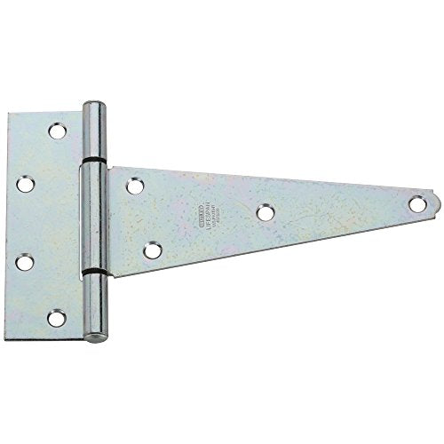 National Hardware Extra Heavy Duty T-Hinge, 8", Steel, Zinc Plated | Offset Holes Keep Wood From Splitting on Gates, Barn and Shed Doors; WeatherGuard Finish Resists Rust