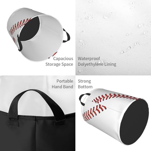 Laundry Basket Baseball Ball Collapsible Large Capacity,Dirty Clothes Basket Durable Lightweight Hamper With Handles Ideal For Clothes,Toys Home Organization19.6"L x 15.7"W,63L - color: baseball