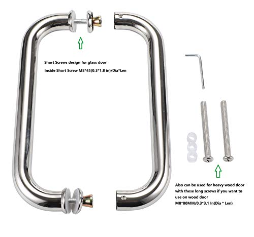 12 Inch Glass Door Handle Shower Door Handle | Back to Back, Stainless Steel, long life, finish polished