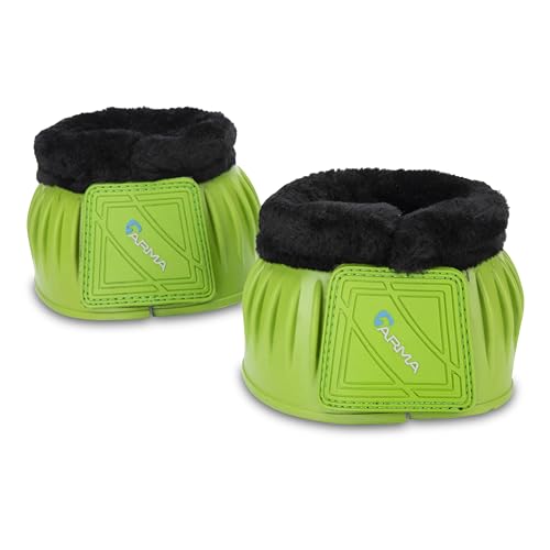 Shires Equestrian Equine Horse Arma Fleece Overreach Bell Boots - color: Bright Green, size: Pony