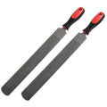 2Pcs 18 Inch Hoof Rasp, Heavy Duty Carbon Steel Farrier File Tool, Professional Hoof Trimmer with Rubber Handle for Horses, Goats, Cows, and Donkeys
