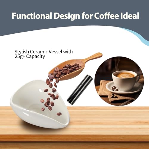Set of 3 Coffee Dosing Cup Coffee Bean Dosing Cup and Coffee Brush For Ceramic Single Dosing Tray and Bristles Wood brush for Coffee Espresso Machine Cleaning