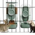 Lemtrflo Rabbit Feeder, Bunny Water Bottle Dispenser, Pet Cage Food Bowl | Suitable for Rabbits, Guinea Pigs, Ferrets, Cat and Other Small Pets - color: Green