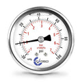 Compound Pressure Gauge -30 inHg to 100 PSI, Liquid Filled, 2.5" Dial, 1/4 NPT Back Mount, 304 Stainless Steel Case, Brass Wetted Parts, Dual Scale PSI/inHg - ASME B40.1 Grade A - size: -30 inHg to 100 PSI, style: STANDARD