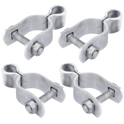 4 Pack 1-5/8" Chain Link Fence Frame Gate Post Female Hinge, Galvanized Steel Gate Hinge for Fence Posts, Bolts & Nuts Included - size: 1-5/8" Female