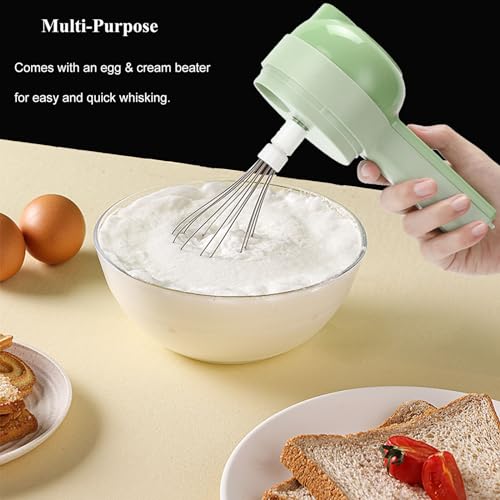 5 in 1 Electric Vegetable Chopper Set, Electric Food Processor with Egg & Cream Beater and Clean Brush, Multifunction Handheld Veggie Chopper for Salad Onion Chili Pepper Celery Meat Ginger