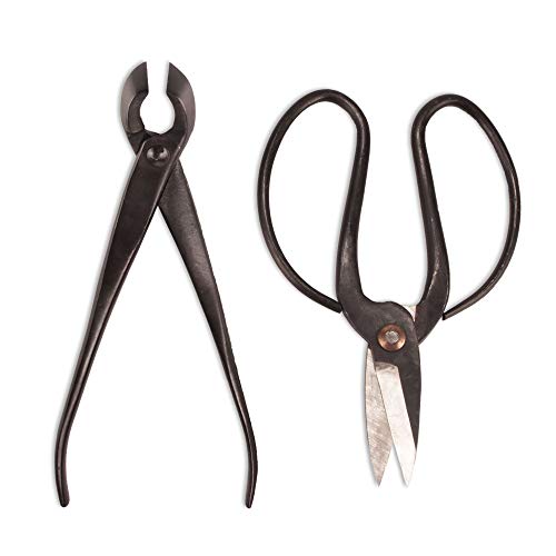 BambooMN Bonsai Basics Set - 8" Concave Cutter, 7" Heavy Duty Shear - 3 Sets - color: Concave Cutter & Heavy Duty Shear Set, size: 3