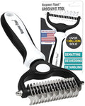 Maxpower Planet Pet Grooming Brush - Double-Sided Undercoat Rake for Dogs and Cats, Extra Wide, Reduces Shedding by 95%, White | White, Dual-Sided, Dematting, Deshedding, Detangling, Removes Dander, Trapped Dirt, Non-Slip Handle - color: White, size: Larg