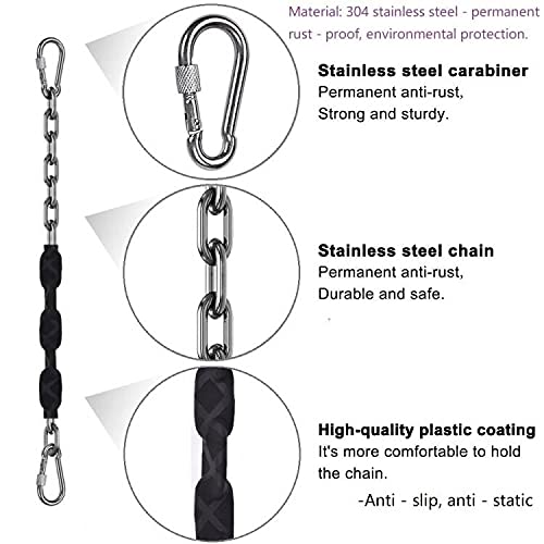 2 Stainless Steel Chains (84") Swing Chains, Heavy Duty Swing Hardware,4 Quick Connection Buckles, Indoor and Outdoor Playground Swings, hammocks, sandbags, 1000 lb Capacity Silver - color: Black, size: 84"
