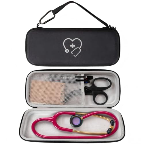 ProCase Stethoscope Case for 3M Littmann Classic III/Cardiology IV -Black | Compatible with Lightweight II S.E, MDF Acoustica, Hard Travel Carrying Case for Nurse, Stethoscope Storage Organizer - color: Black