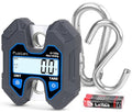 Fuzion Hanging Scale 440lb/200kg, Mini Crane Scale w/Stainless Steel Hook | No Setup Required, Hold/Tare Function, Large Display, Digital Hanging Scales for Weighing Animals, Hays, Fish, Travel Luggage - color: Grey+Blue, size: 440LB