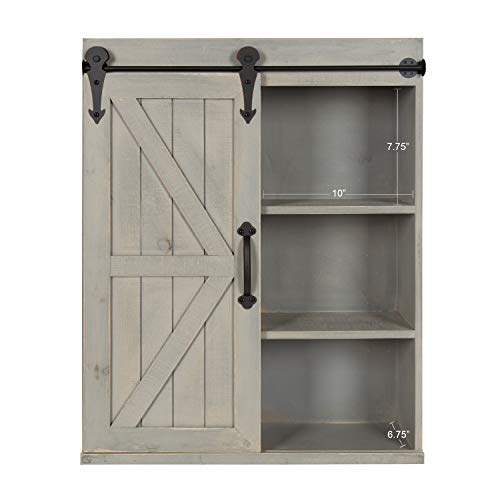 Kate and Laurel Cates Decorative Wood Wall Storage Cabinet with Sliding Barn Door, Rustic Gray - color: Grey