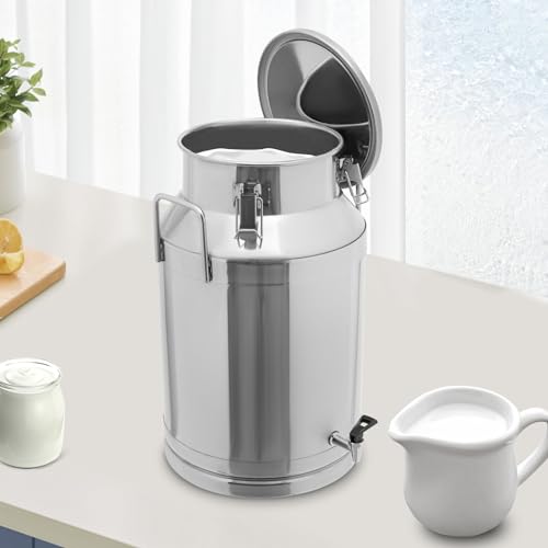 40L/10.57Gal Stainless Steel Milk Can 201 Stainless Steel Milk Jug Sealed Bucket Wine Pail Bucket Milk Can Liquid Storage Container w/Faucet & Sealed Lid for Milk Wine Water Liquid - size: 40L|w/Faucet|201