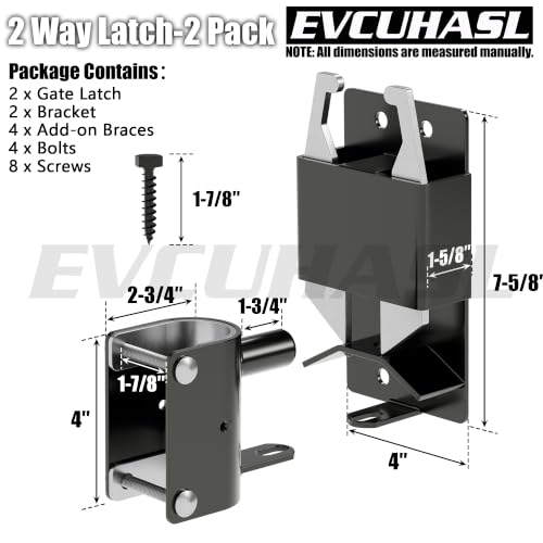2 Way Farm Gate Latch, Heavy Duty Lockable Two Way Fence Gate Latch, Black Anti-Sag Gravity Latch for Fences, Metal Gates, Horse Corrals, Ranches, Round to Square Tube Conversion, 2 Pack