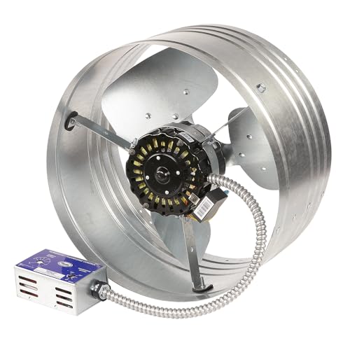 Master Flow GAF 1600 CFM Power Gable Mount Fan With Humidstat & Thermostat (HT1): Easy Installation & Efficient Exhaust Ventillation|High Airflow Capacity for attic spaces upto 3000 sq.ft. - EGV6HT - size: 1600 CFM, style: Humidistat & Thermostat
