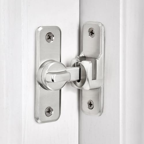 2 Pcs Silvery 90/180 Degree Flip Latch,Zinc Alloy Barn Door Latch | Right Angle Door Lock Latch,Sliding Door Latch Lock,for Cabinets,Bedroom,Fence Gates,Window,Garden,Garage,Pet Cage - color: Silvery