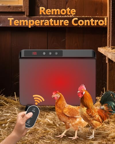 2026 Smart Heater for Chicken Coop, 200W Panel, UL Certified, Black | Heater For Chicken Coop With Adjustable Temp Remote, Winter Heating And Timer Thermostat Compatibility