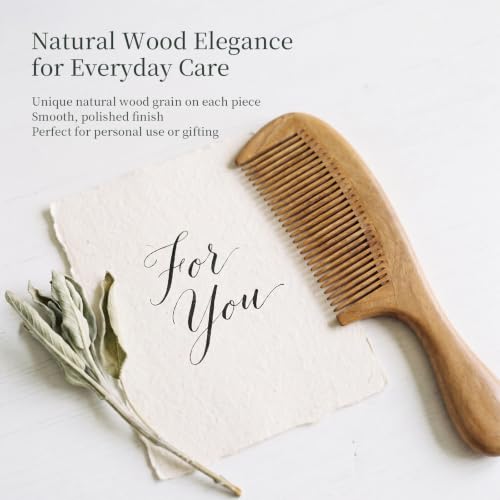 Onedor Handmade 100% Natural Green Sandalwood Hair Combs - Anti-Static Sandalwood Scent Natural Hair Detangler Wooden Comb (Fine Tooth) | Handmade, 0.05 in Tooth Spacing, Smooth Rounded Teeth, Helps Reduce Static, Smoothing, Finishing, Daily Styling - sty