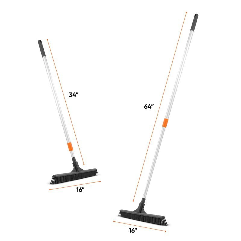 Superio Silicone Broom - Carpet Rake for Hardwood & Carpet, Pet Hair Cleaning - color: Silicone, size: 60"