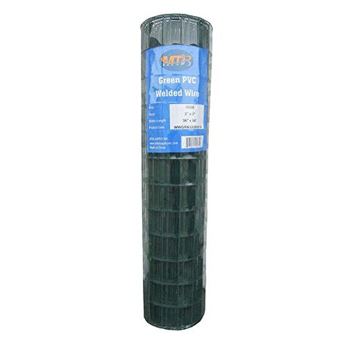 16GA PVC Green 36in x50ft-3in x 2in Welded Wire Mesh Garden Economy Fence - color: Green, size: 36"x50\'-3"x2" 16GA