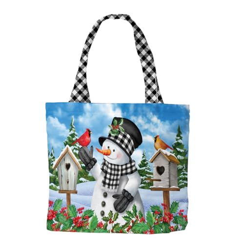 Briarwood Lane Tote Bags 14" x 15" x 7" 2022 Collection - color: Chk Snowman