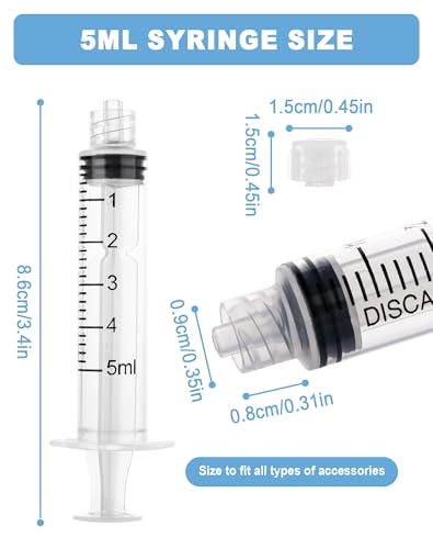5mL Syringes without Needle, Sterile, Individually Wrapped | Luer Lock Syringe with Cap, Accurate Liquid Measurement for Lab Use and Home Care, 10 Pack - style: 5ML