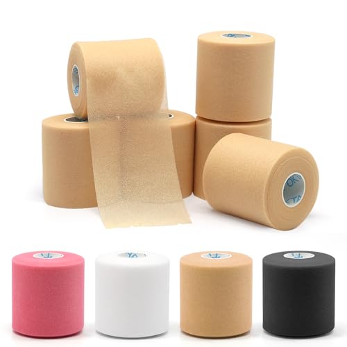 OK TAPE Pre Wrap Tape Athletic Foam Underwrap for Sports 6-Rolls, 72 Yds | Protect for Ankles Wrists Hands and Knees, Soft, Breathable, Skin-friendly and Latex-free 2.75 Inches - Beige - color: Beige, size: 2.75 In*12Yds