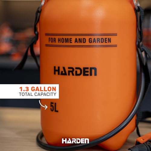 1 Gallon Pump Sprayer - Garden & Lawn Care for Weeds Stainless Steel Rod & Brass Nozzle - 1.3 Gallon Total Capacity