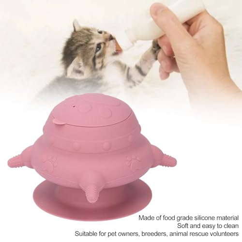 Silicone Puppy Milk Feeder 4 Nipples Small Puppy Nursing Station, Puppy Bottles Simulates Mother's Milk, Feeding Multiple Young Animals, Suitable for Pet Owners - color: Pink