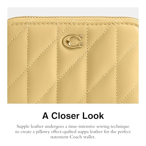 Coach Quilted Pillow Leather Essential Small Zip Around Card Case - color: B4/VANILLA, size: One Size